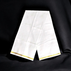 (1 পিস) 100% সুতির সাদা লুঙ্গী - পাক্কা 5 হাতা