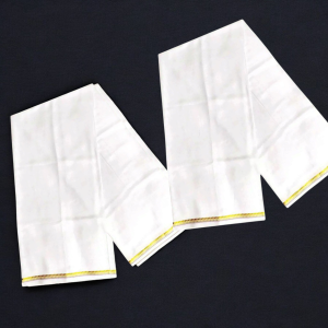 (2 পিস) 100% সুতির সাদা লুঙ্গী - পাক্কা 5 হাতা